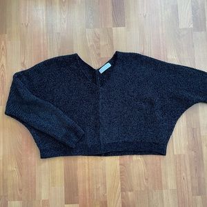 Chenille dolman sleeve cropped sweater